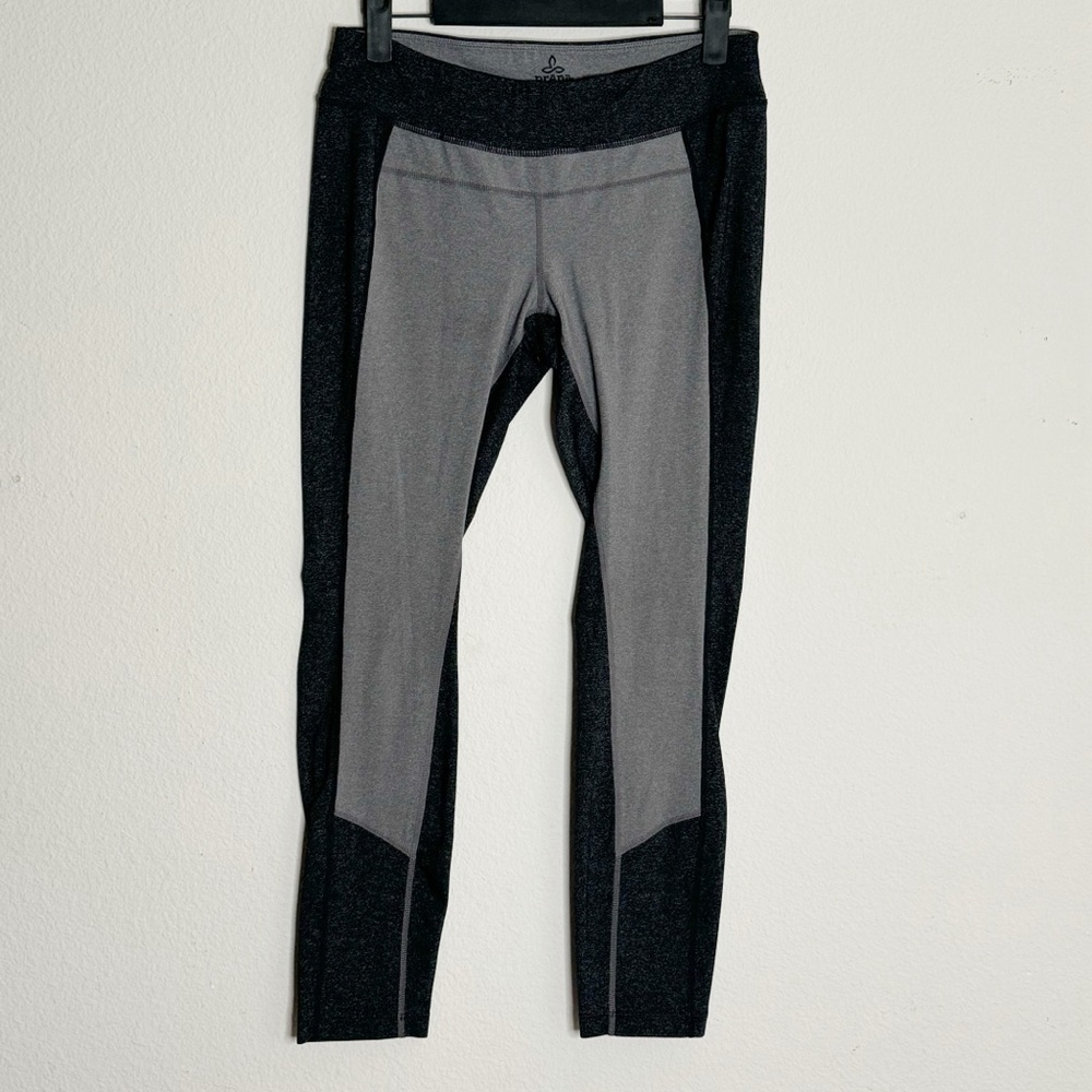 Prana gray colorblock heathered yoga leggings size medium